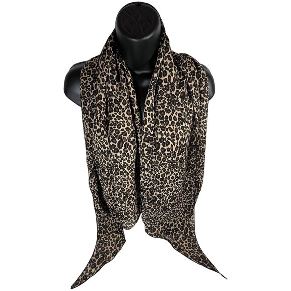 AJ Tropics Shawl Cheetah Print Sheer Scarf Lightweight Multi Use Swim Cover Up - Picture 2 of 4